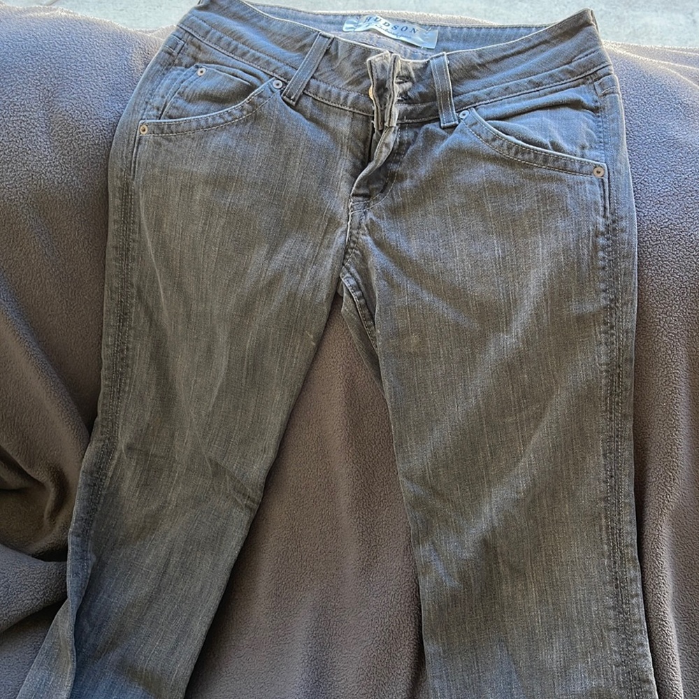 Hudson stretch denim grey washed jeans wide leg